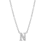 Zilveren ketting&hanger alfabet met zirkonia voor dames