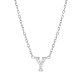 Kette & Anhänger, 925 Silber, Buchstabe mit Zirkonia