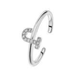 Zilveren ring alfabet met zirkonia