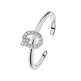 Zilveren ring alfabet met zirkonia
