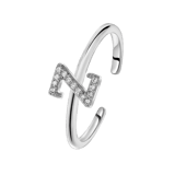 Zilveren ring alfabet met zirkonia