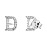 Ohrringe, 925 Silber, Buchstabe mit Zirkonia