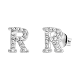 Ohrringe, 925 Silber, Buchstabe mit Zirkonia