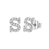 Ohrringe, 925 Silber, Buchstabe mit Zirkonia