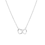 Zilveren ketting&hanger 2harten