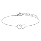 Armband, Silber 925, 2 Herzen