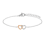 Zilveren roséplated fantasiearmband met hanger hart voor dames