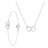 Schmuckset aus Sterlingsilber, 2 Herzen