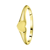 Zilveren goldplated zegelring hart voor dames
