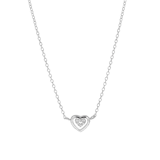 Zilveren ketting&hanger dubbel hart zirkonia