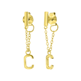 Zilveren goldplated oorknoppen met letter voor dames