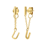Silberohrringe mit Steg, vergoldet, Alphabet