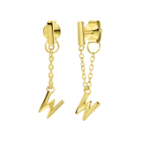 Zilveren goldplated oorknoppen met letter voor dames