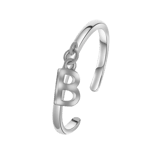 Zilveren ring met bedel alfabet