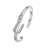 Zilveren ring met bedel alfabet