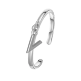 Zilveren ring met bedel alfabet