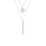 Zilveren ketting layering disc/bar