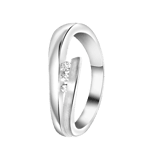 Zilveren ring mat/glans met zirkonia