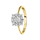 14 Karaat geelgouden ring met 10 diamanten 0,10ct