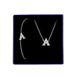 Schmuckset aus Silber, Buchstabe mit Zirkonia