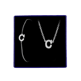 Schmuckset aus Silber, Buchstabe mit Zirkonia