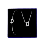 Schmuckset aus Silber, Buchstabe mit Zirkonia