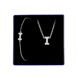 Schmuckset aus Silber, Buchstabe mit Zirkonia