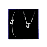 Schmuckset aus Silber, Buchstabe mit Zirkonia