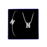 Schmuckset aus Silber, Buchstabe mit Zirkonia