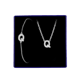 Schmuckset aus Silber, Buchstabe mit Zirkonia