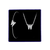 Schmuckset aus Silber, Buchstabe mit Zirkonia