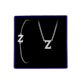 Schmuckset aus Silber, Buchstabe mit Zirkonia