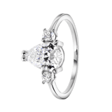 Zilveren ring druppel met zirkonia
