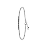 Armband aus Edelstahl, schwarz, Kugelkette/Steg, Kristall