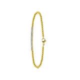 Armband aus Edelstahl, vergoldet, Kugelkette/Steg, weißer Kristall