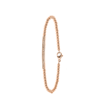Armband aus Edelstahl, rosé, Kugelkette/Steg, pfirsichfarbener Kristall