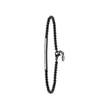 Armband aus Edelstahl, schwarz, Kugelkette/Steg, weißer Kristall