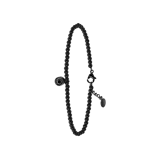 Gerecycled stainless steel armband black bol/rond jet kristal