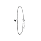 Armband aus Edelstahl, Kugelkette/Herz, schwarzer Kristall
