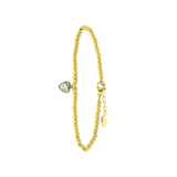 Armband aus Edelstahl, vergoldet, Kugelkette/Herz, weißer Kristall