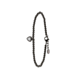 Armband aus Edelstahl, schwarz, Kugelkette/Herz, weißer Kristall