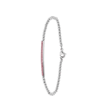 Gerecycled stainless steel armband bol/bar licht roze kristal