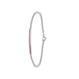 Gerecycled stainless steel armband bol/bar roze kristal