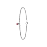 Gerecycled stainless steel armband bol/rond licht roze kristal