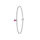 Armband aus Edelstahl, Kugel/rund, rosa Kristall