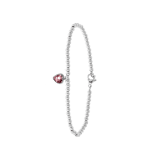 Gerecycled stainless steel armband bol/hart licht roze kristal