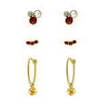 Goldfarbene Bijoux-Ohrringe mit bunten Steinchen