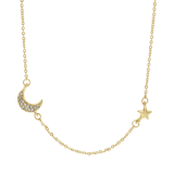 Goldfarbene Bijoux-Halskette mit Mond und Stern