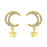 Goldfarbene Bijoux-Ohrringe, Mond & Stern