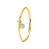14 karaat geelgouden ring bedeltje wit zirkonia